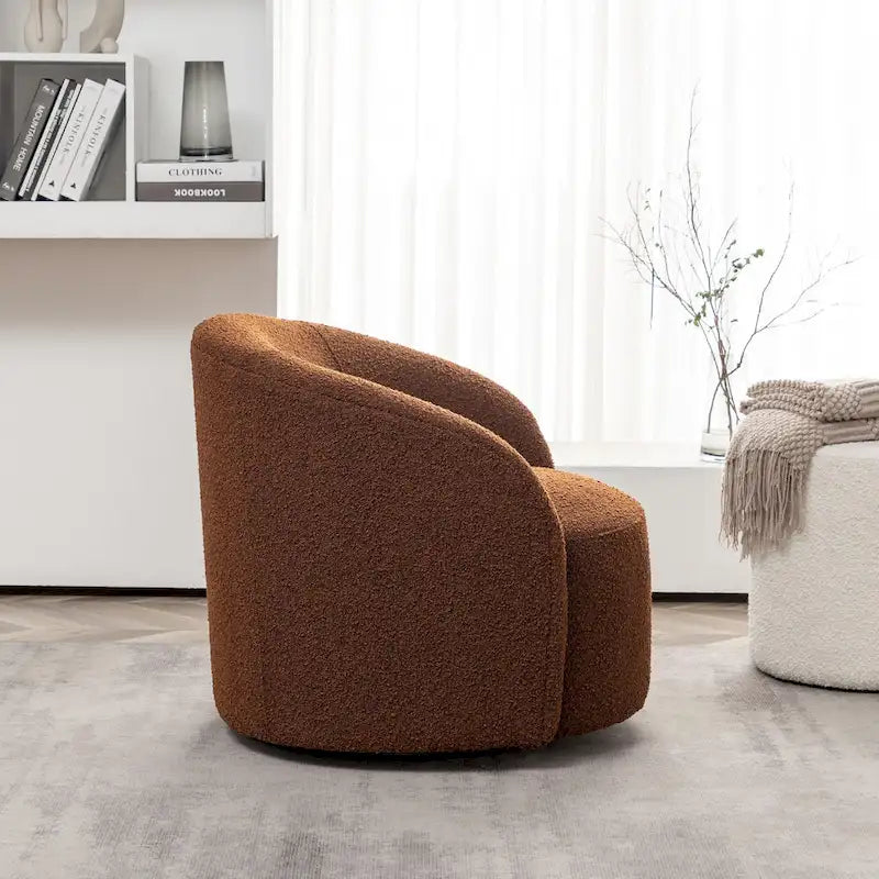 KINWELL 34 W gepolsterter Bouclé-Drehsessel in Fassform