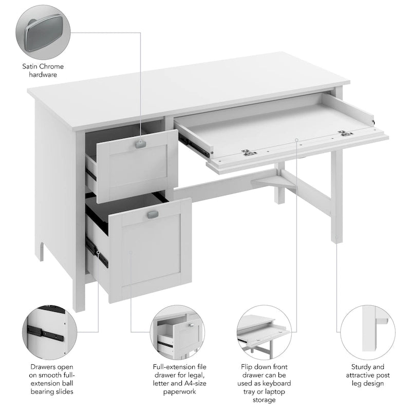 54-Inch Wide Computer Desk with Drawers