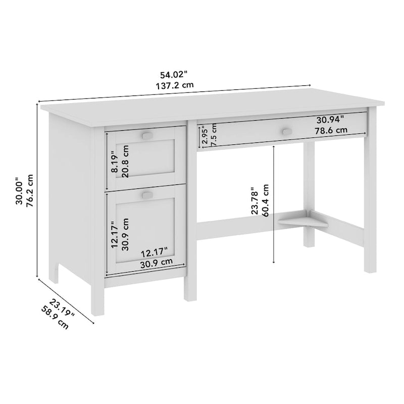 54-Inch Wide Computer Desk with Drawers