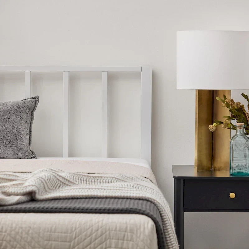 Metal Platform Bed with Vertical Bar Headboard
