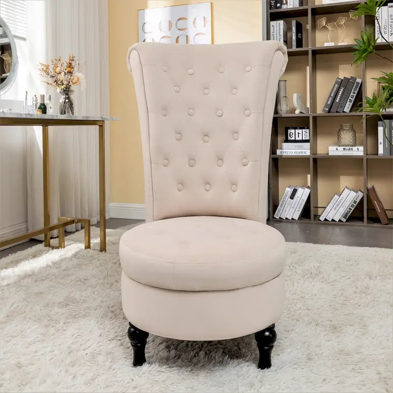 Fauteuil de coiffeuse Gosser en velours à dossier haut de 20 pouces de largeur
