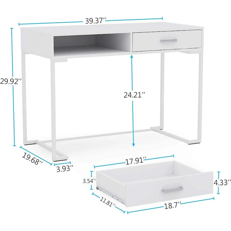 Kleiner Schreibtisch mit Schubladen, 40 Zoll