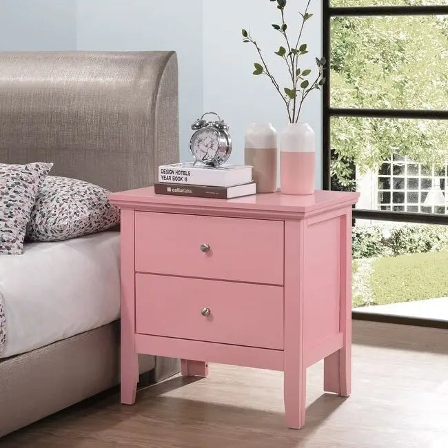 Transitional Wood 2-drawer Nightstand Table