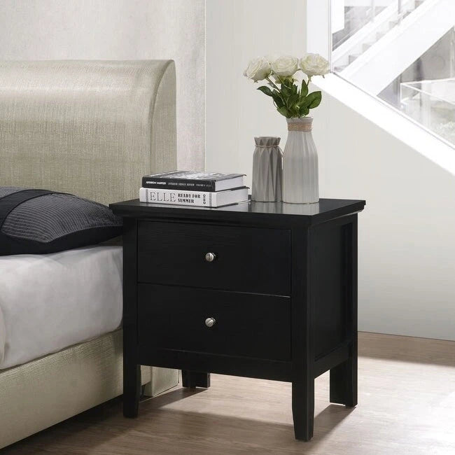 Transitional Wood 2-drawer Nightstand Table