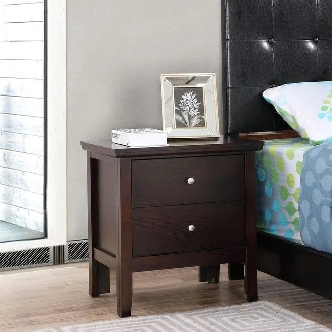 Transitional Wood 2-drawer Nightstand Table