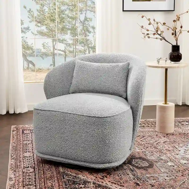 Sillón decorativo giratorio tapizado de sherpa bouclé de 33 de ancho KINWELL