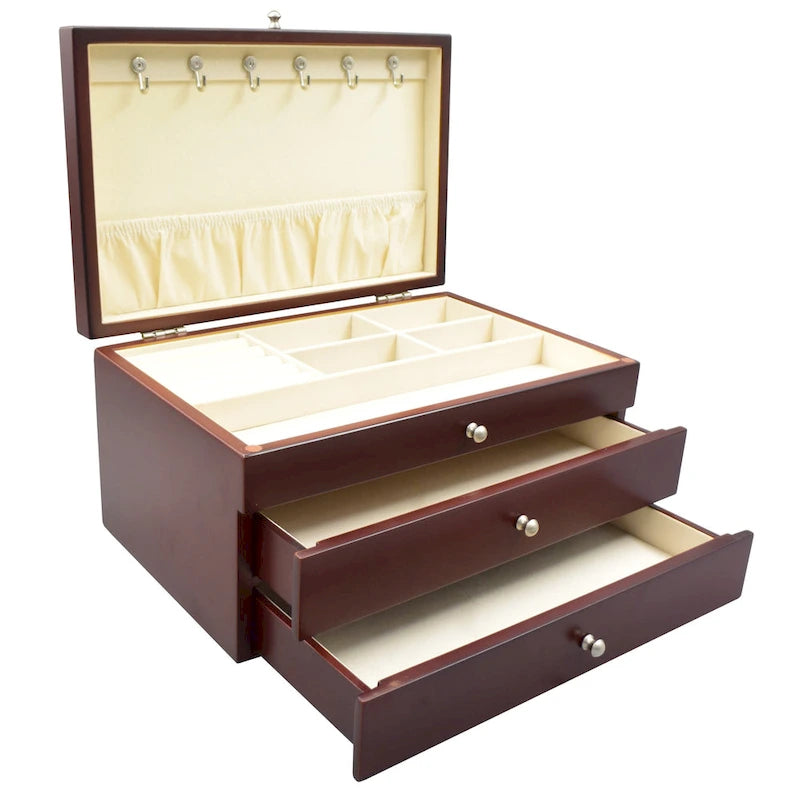 Elegante Schmuckschatulle aus Holz mit Walnussholz-Finish