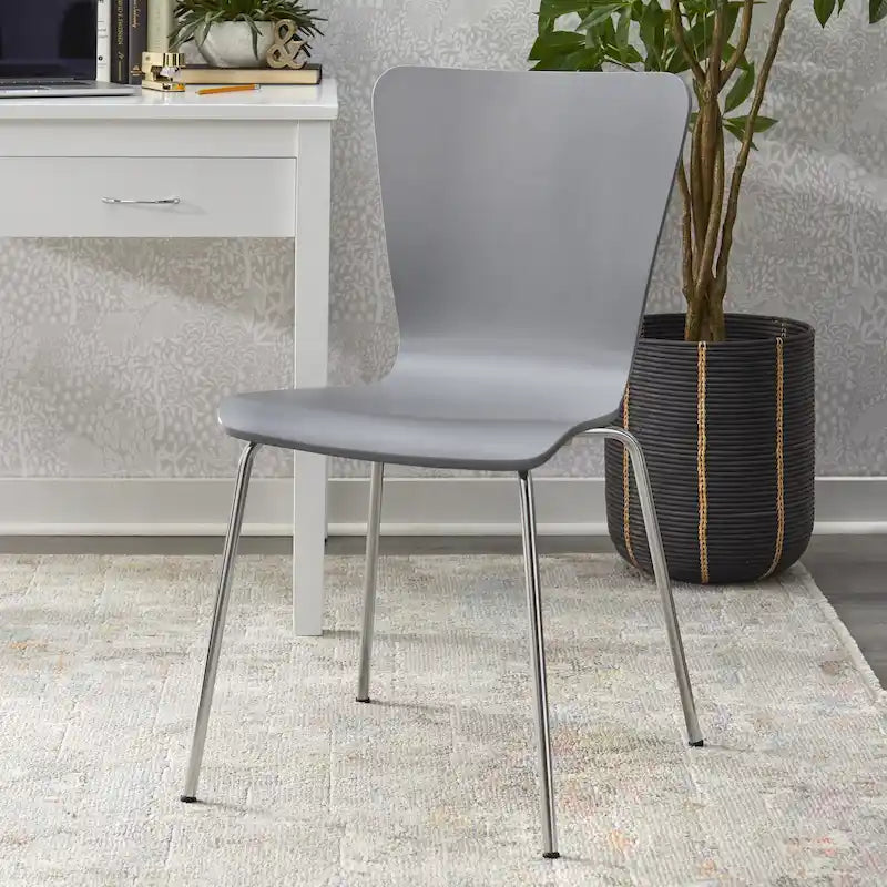 Retro Chrome Chair with Hourglass Curved Back and Bentwood Frame