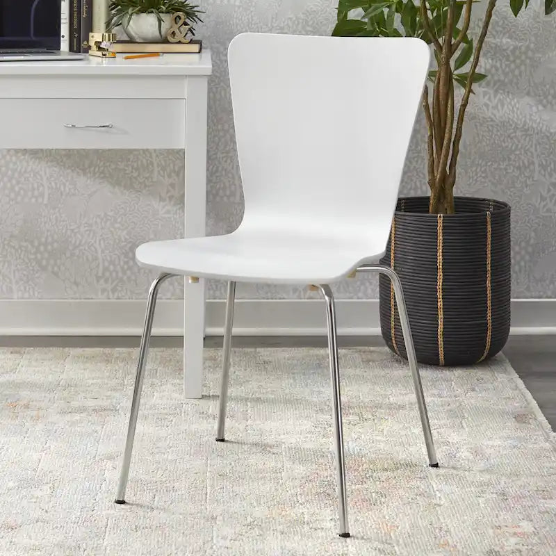 Retro Chrome Chair with Hourglass Curved Back and Bentwood Frame