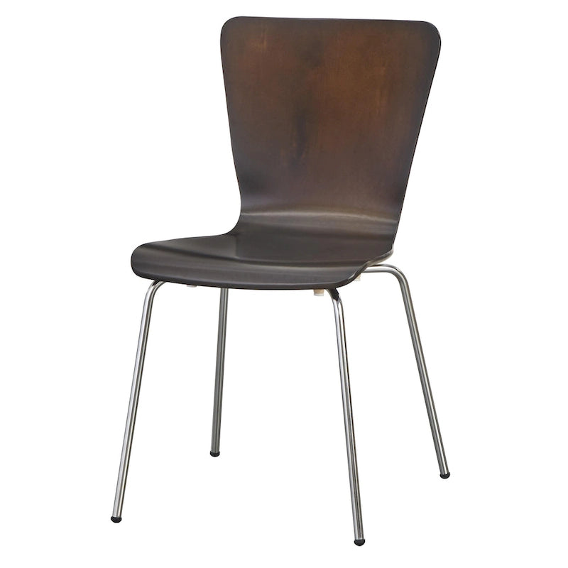 Retro Chrome Chair with Hourglass Curved Back and Bentwood Frame