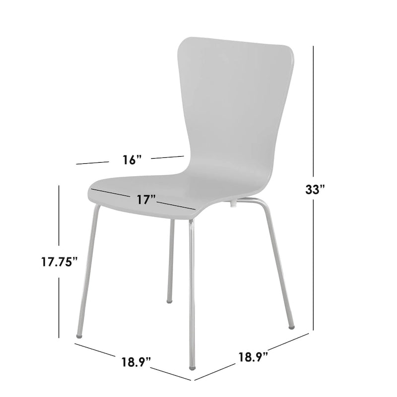 Retro Chrome Chair with Hourglass Curved Back and Bentwood Frame