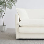 Accent Chair Set of 2, High-end Chenille Upholstered Armchairs, Living Room Side Chairs with Toss Pillow, White