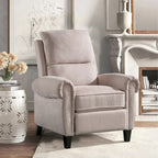 Gestoffeerde relaxfauteuil van chenille met push-backfunctie en vaste voetensteun