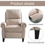 Gestoffeerde relaxfauteuil van chenille met push-backfunctie en vaste voetensteun
