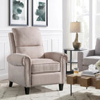 Gestoffeerde relaxfauteuil van chenille met push-backfunctie en vaste voetensteun