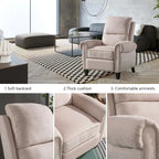 Gestoffeerde relaxfauteuil van chenille met push-backfunctie en vaste voetensteun