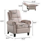 Gestoffeerde relaxfauteuil van chenille met push-backfunctie en vaste voetensteun