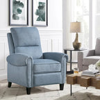 Gestoffeerde relaxfauteuil van chenille met push-backfunctie en vaste voetensteun