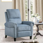 Gestoffeerde relaxfauteuil van chenille met push-backfunctie en vaste voetensteun