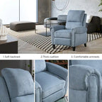 Gestoffeerde relaxfauteuil van chenille met push-backfunctie en vaste voetensteun