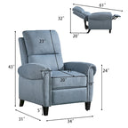 Gestoffeerde relaxfauteuil van chenille met push-backfunctie en vaste voetensteun