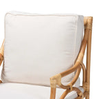 Brandon Boho-Armlehnensessel aus Rattan mit Polsterung – Weiß/Natur
