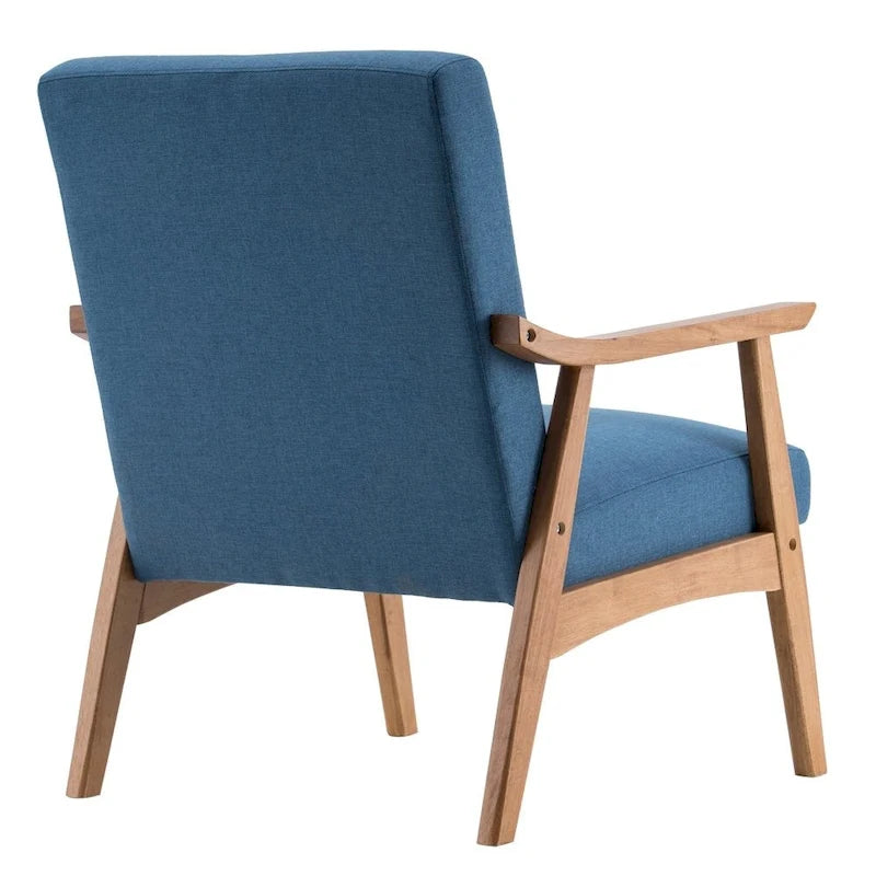 Eenvoudige retro-accentfauteuil van massief hout met enkele rugleuning