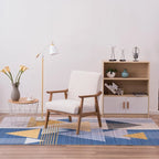 Eenvoudige retro-accentfauteuil van massief hout met enkele rugleuning