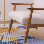 Eenvoudige retro-accentfauteuil van massief hout met enkele rugleuning