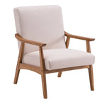 Eenvoudige retro-accentfauteuil van massief hout met enkele rugleuning