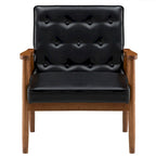 PU Leather Black/Brown Mid-century Accent Chair
