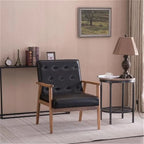 Retro moderne fauteuil van zwart kunstleer
