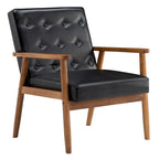 Retro moderne fauteuil van zwart kunstleer
