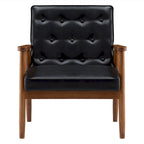 Retro moderne fauteuil van zwart kunstleer