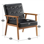 Retro moderne fauteuil van zwart kunstleer