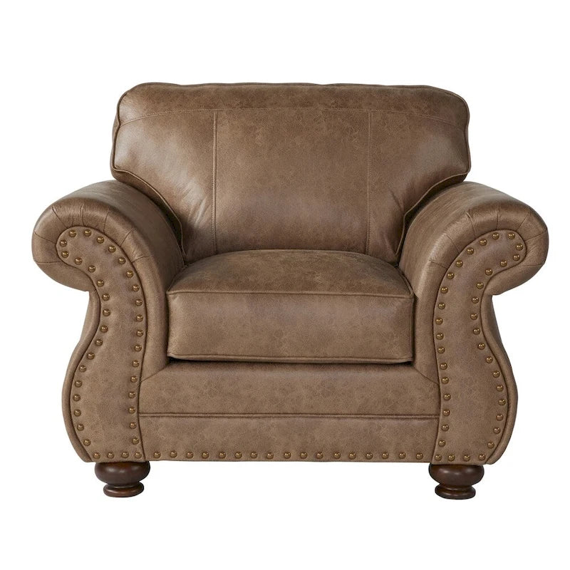Roundhill Furniture Leinster Stoff-Sessel und Fußhocker in Jetson Ginger