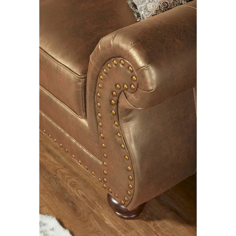 Roundhill Furniture Leinster Stoff-Sessel und Fußhocker in Jetson Ginger