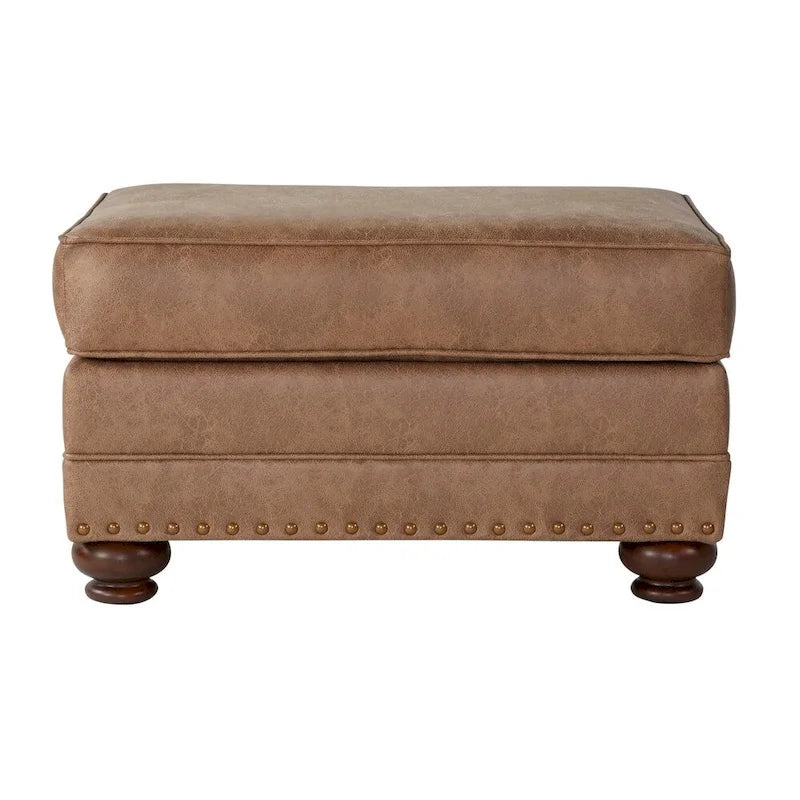 Roundhill Furniture Leinster Stoff-Sessel und Fußhocker in Jetson Ginger