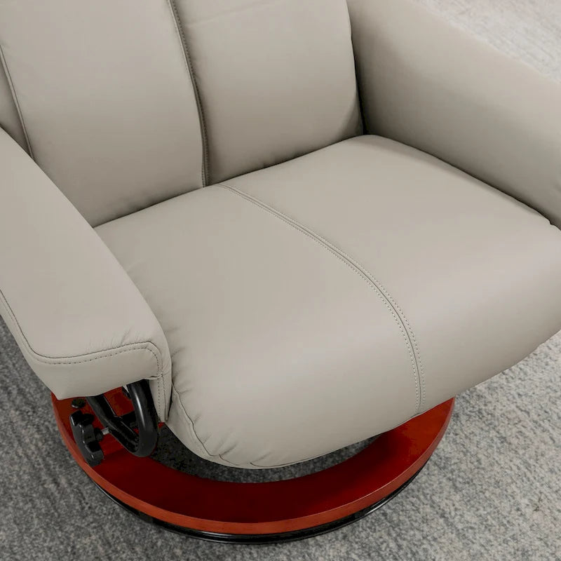 HOMCOM Recliner Chair with Ottoman, 360 Swivel Reclining Chair with Wood Base and Matching Footrest, Black