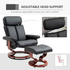 HOMCOM Recliner Chair with Ottoman, 360 Swivel Reclining Chair with Wood Base and Matching Footrest, Black