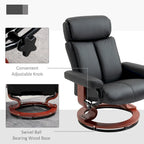 HOMCOM Recliner Chair with Ottoman, 360 Swivel Reclining Chair with Wood Base and Matching Footrest, Black