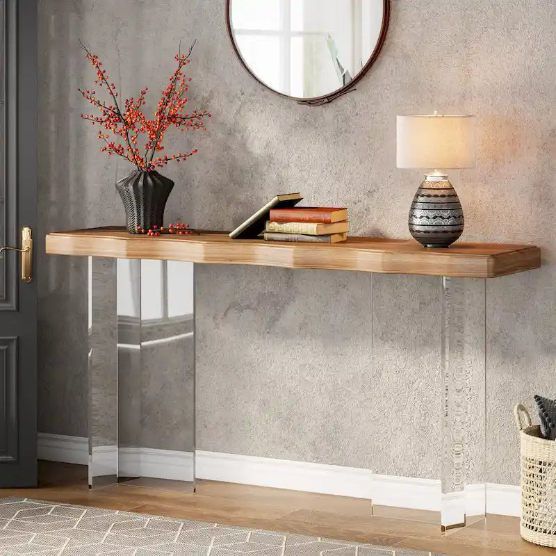 47-Inch Console Sofa Hall Table with Acrylic Legs for Entryway, Hallway