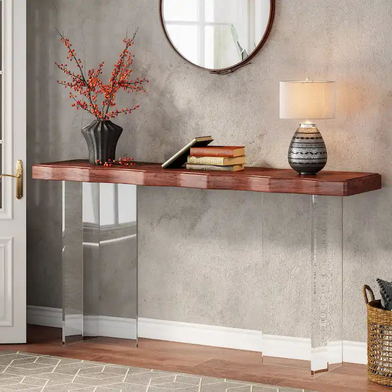 47-Inch Console Sofa Hall Table with Acrylic Legs for Entryway, Hallway