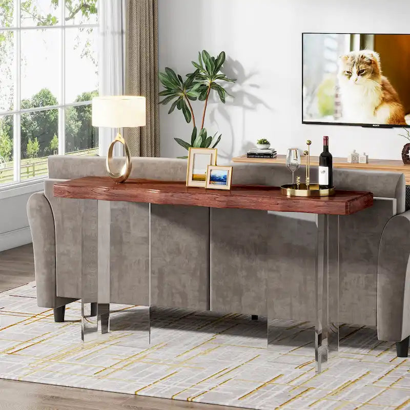 47-Inch Console Sofa Hall Table with Acrylic Legs for Entryway, Hallway