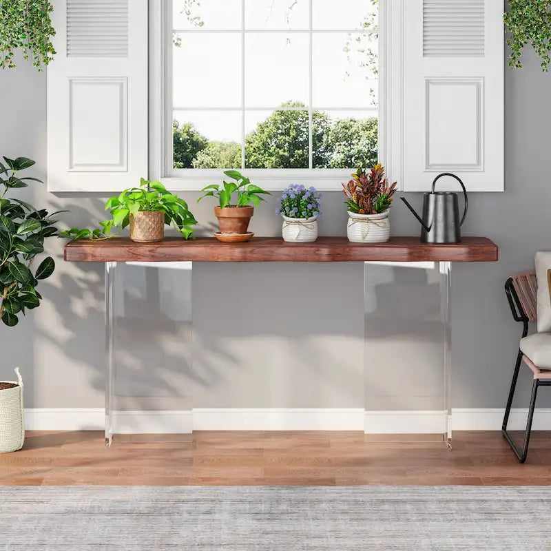 47-Inch Console Sofa Hall Table with Acrylic Legs for Entryway, Hallway