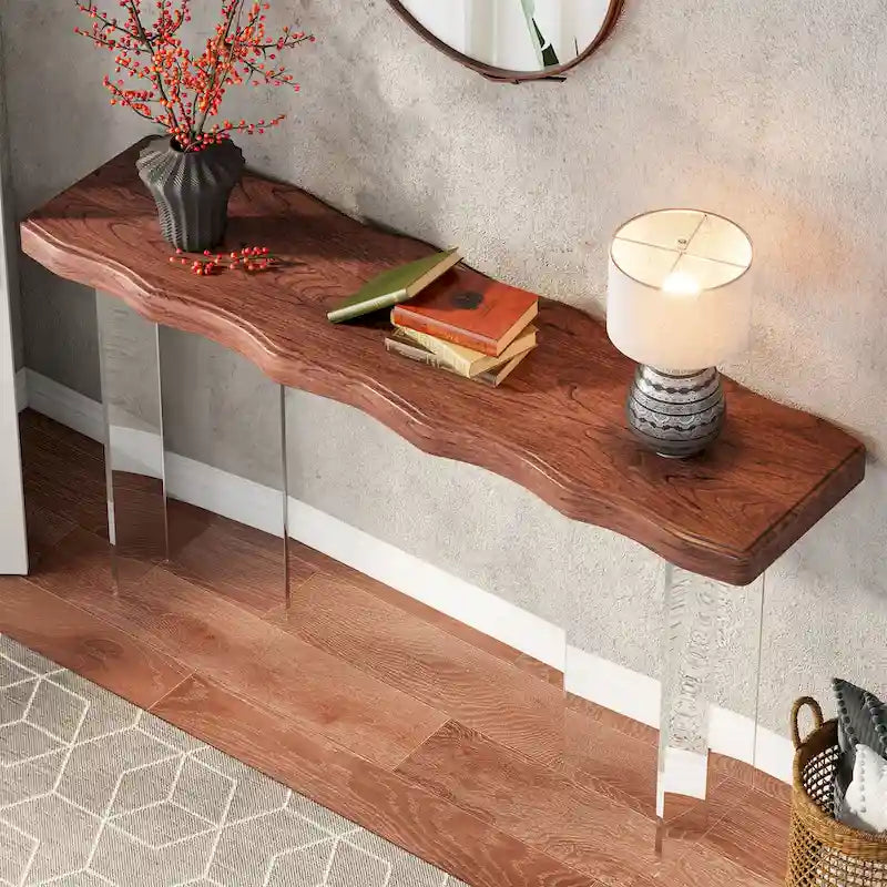 47-Inch Console Sofa Hall Table with Acrylic Legs for Entryway, Hallway