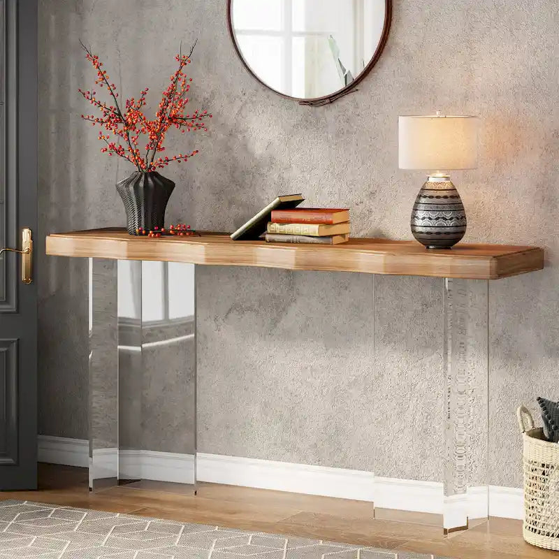 47-Inch Console Sofa Hall Table with Acrylic Legs for Entryway, Hallway