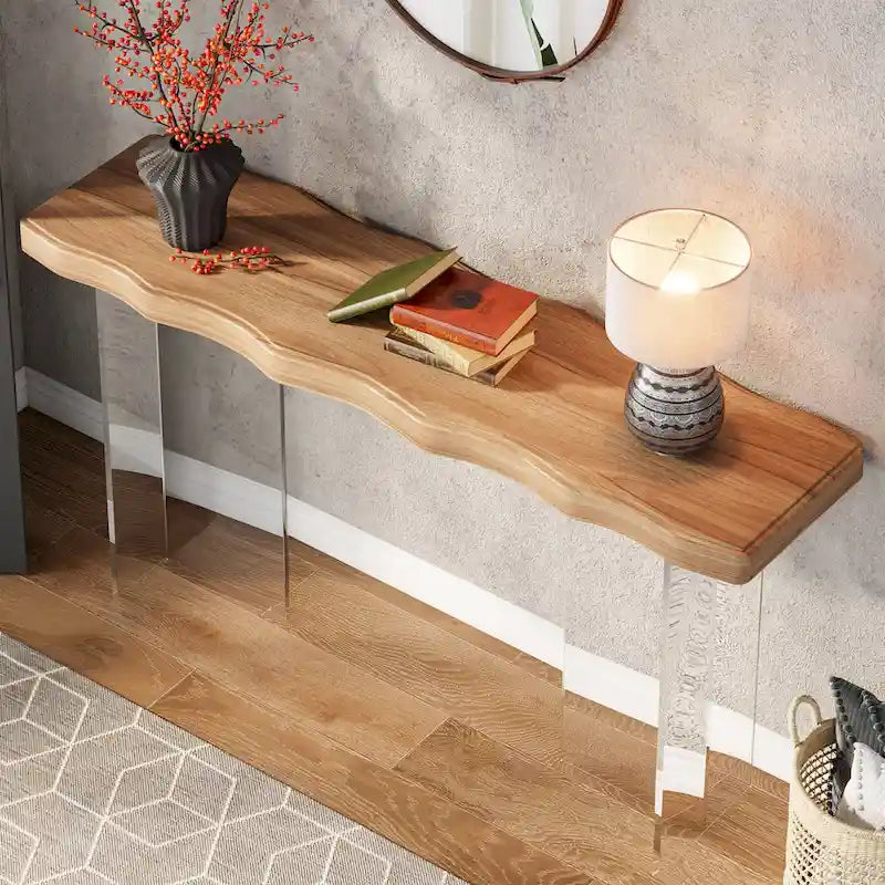 47-Inch Console Sofa Hall Table with Acrylic Legs for Entryway, Hallway