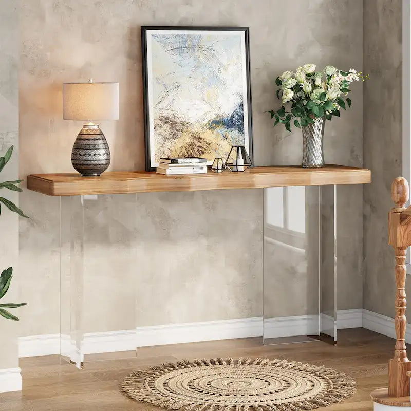 47-Inch Console Sofa Hall Table with Acrylic Legs for Entryway, Hallway