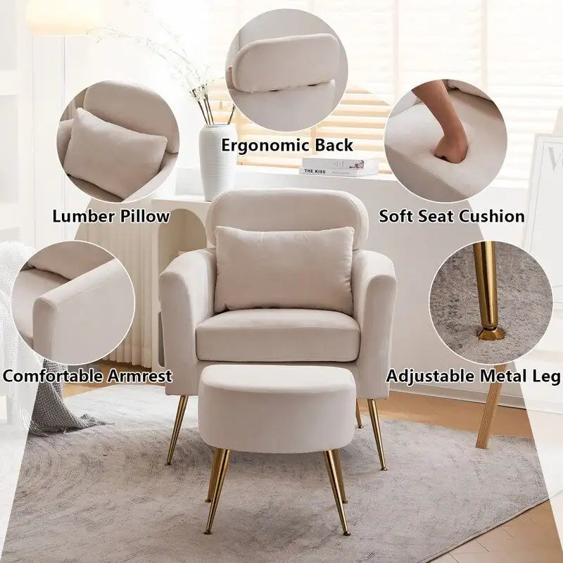 Teilzerlegter Einsitzer mit goldfarbenen Füßen und Pedalen, gemütlicher Flanell-Sessel für den Innenbereich, Beige